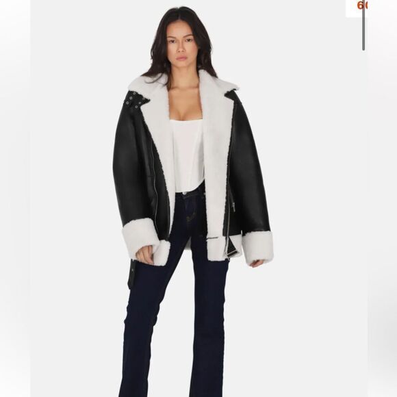 OW Collection Stockholm vegan leather moto jacket size medium, nwt - Picture 1 of 8